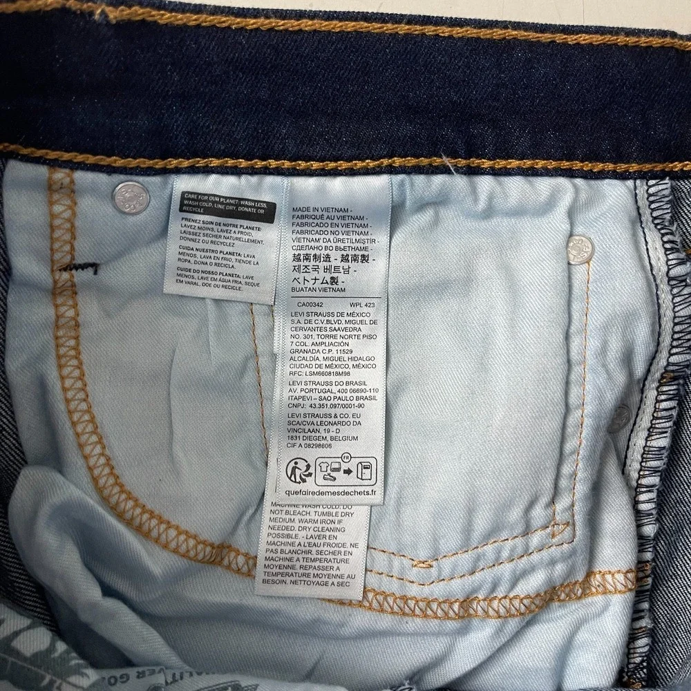 Levis 502 Jeans Mens 36x32 Blue Taper Dark Wash Stretch Denim Preppy Minimalist